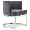 Meridian Furniture Gianna Velvet Dining Chair, Gray, Chrome Base