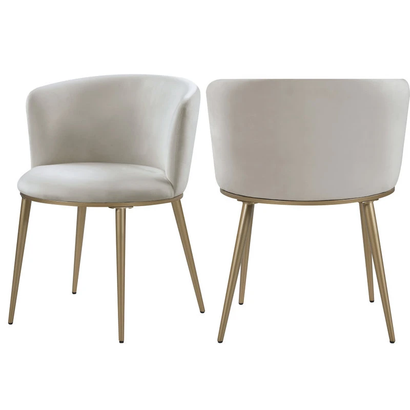 Meridian Furniture Skylar Dining Chair, Set Of 2, Cream Velvet, Brushed Gold Iron Legs 3 Meridian Furniture Skylar Dining Chair, Set Of 2, Cream Velvet, Brushed Gold Iron Legs
