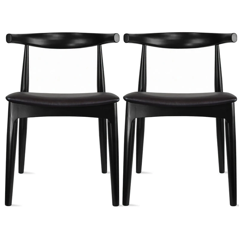 Homedotdot Set Of 2 Elbow Farmhouse Wooden Dining Chairs With PU Leather Seat, Black(assembled) 3 Homedotdot Set Of 2 Elbow Farmhouse Wooden Dining Chairs With PU Leather Seat, Black(assembled)
