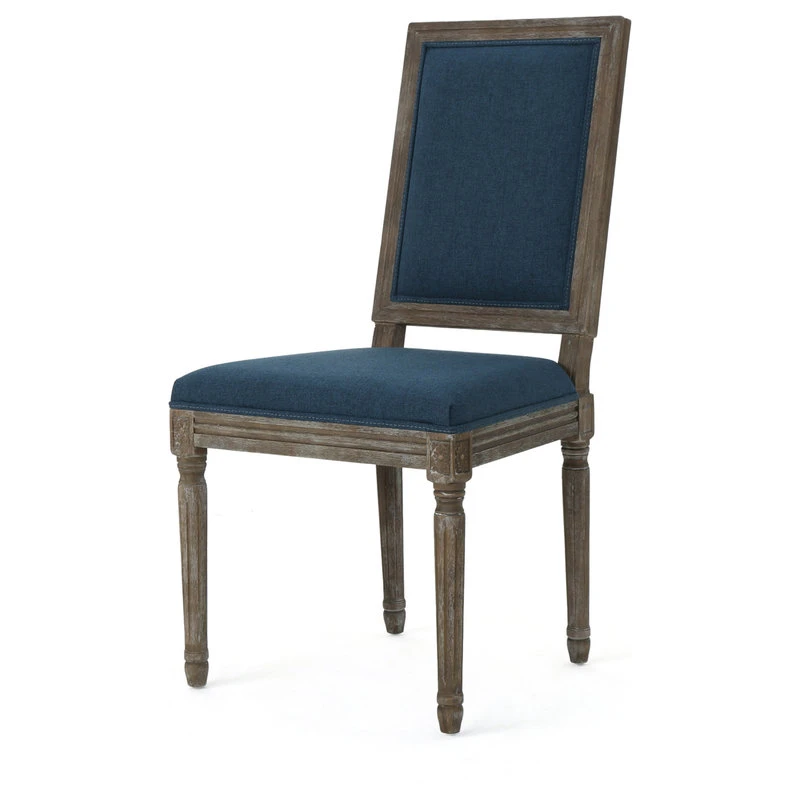 GDFStudio GDF Studio Margaret Traditional Fabric Dining Chairs, Set Of 2, Navy Blue 7 GDFStudio GDF Studio Margaret Traditional Fabric Dining Chairs, Set Of 2, Navy Blue - Image 5