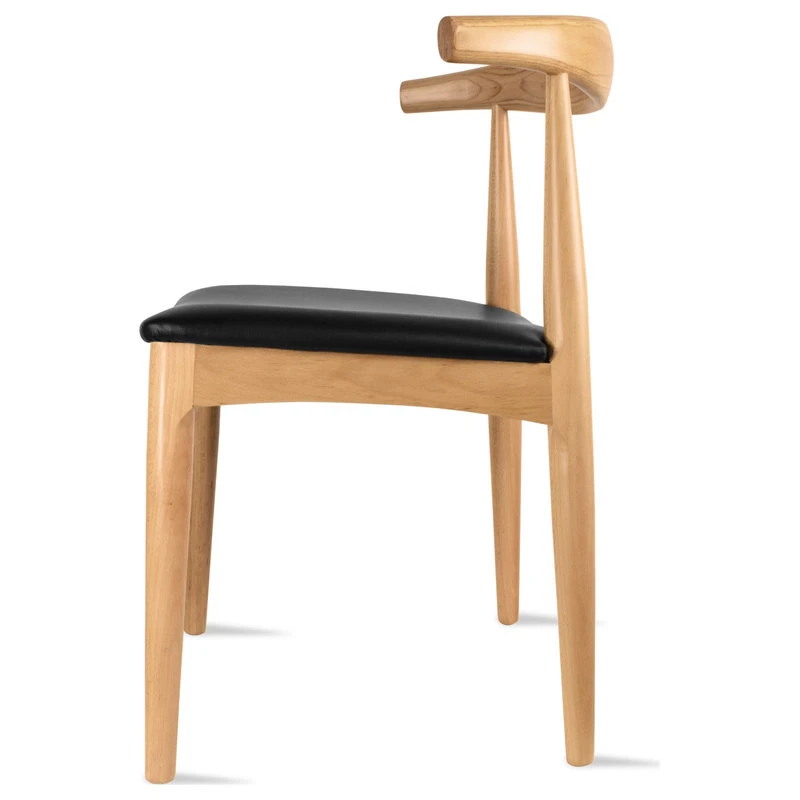 Homedotdot Set Of 2 Elbow Farmhouse Wooden Dining Chairs With PU Leather Seat, Natural 9 Homedotdot Set Of 2 Elbow Farmhouse Wooden Dining Chairs With PU Leather Seat, Natural - Image 7