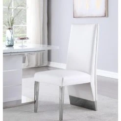Meridian Furniture Porsha Dining Chair, Set Of 2, White Faux Leather, Chrome Legs -abbyson shop 85b18397027414a1 3371 w800 h800 b0 p0