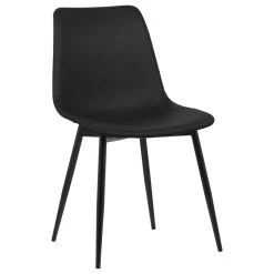 Armen Living Monte Contemporary Dining Chair With Black Powder Coated Metal Legs, Black