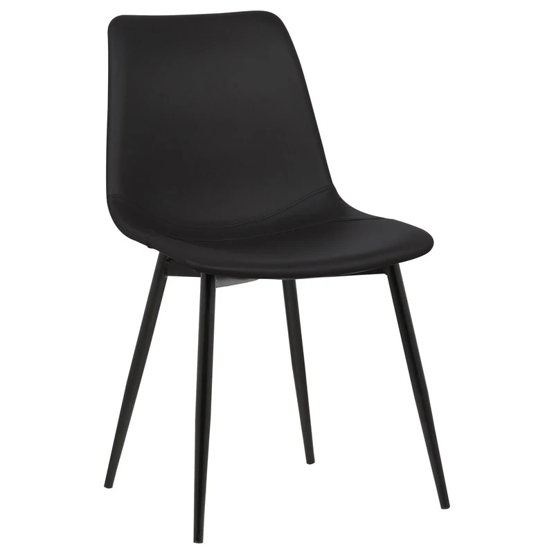 Armen Living Monte Contemporary Dining Chair With Black Powder Coated Metal Legs, Black 3 Armen Living Monte Contemporary Dining Chair With Black Powder Coated Metal Legs, Black