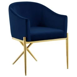 MOD The Parker Dining Chair, Velvet, Navy, Gold Legs