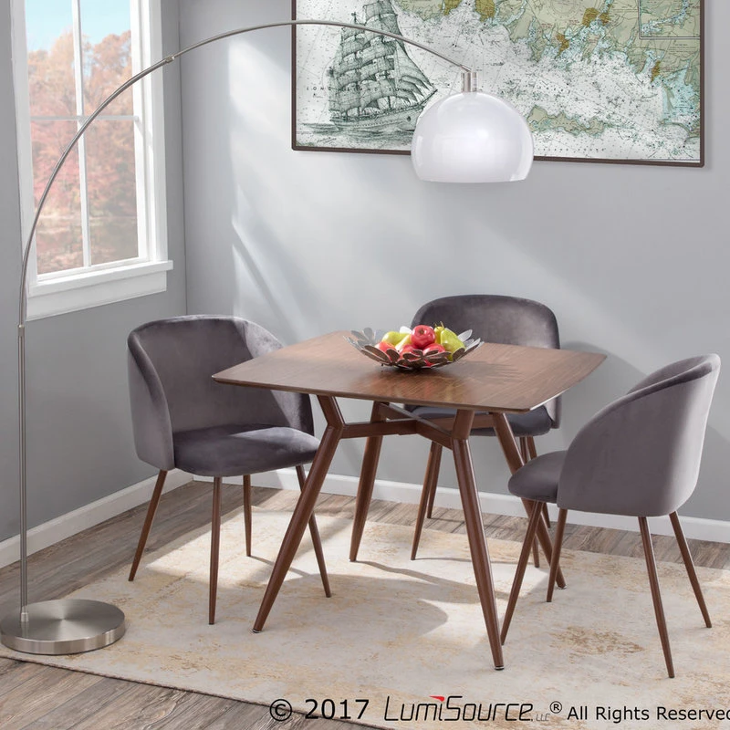 LumiSource Fran Dining Chair, Walnut And Blue Velvet, Set Of 2, Walnut And Gra 7 LumiSource Fran Dining Chair, Walnut And Blue Velvet, Set Of 2, Walnut And Gra - Image 5