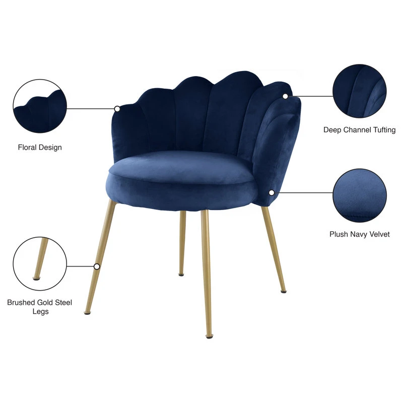 MOD The Perla Dining Chair, Navy, Velvet, Set Of 2 8 MOD The Perla Dining Chair, Navy, Velvet, Set Of 2 - Image 6
