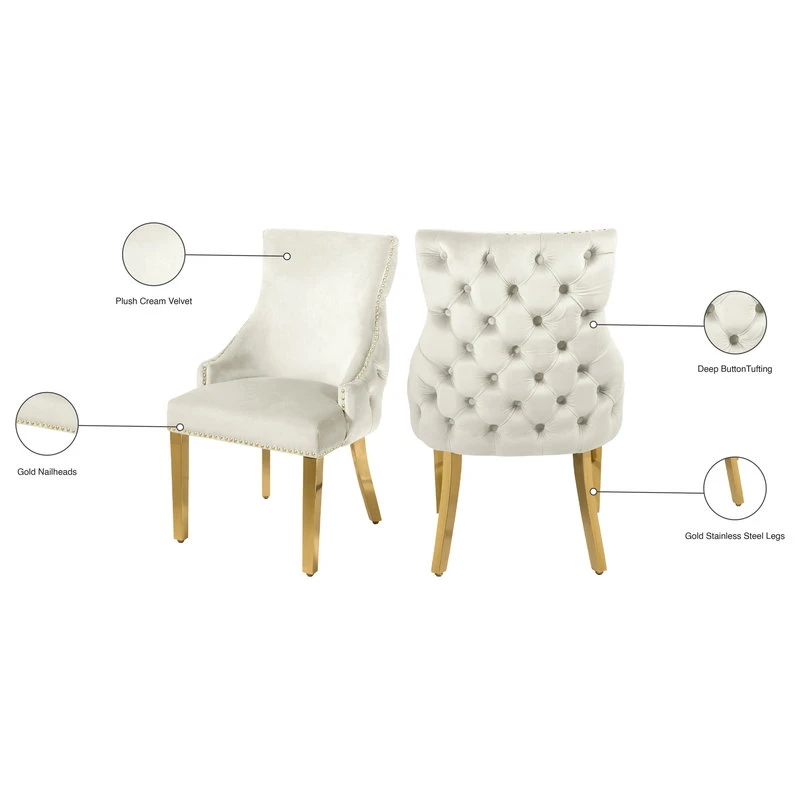 MOD The Sovereign Dining Chair, Cream, Velvet, Set Of 2 9 MOD The Sovereign Dining Chair, Cream, Velvet, Set Of 2 - Image 7