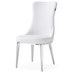Zuri Furniture Modern Norma Dining Chair - White With Polished Stainless Steel Base