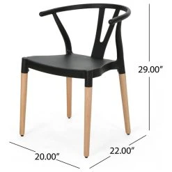 GDFStudio Victoria Modern Dining Chair With Beech Wood Legs, Set Of 2, Black, Natural Wood -abbyson shop 91e1003d0f931ddd 4864 w800 h800 b1 p0