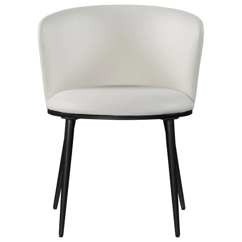 Meridian Furniture Skylar Dining Chair, Set Of 2, White Faux Leather, Matte Black Iron Legs 6 Meridian Furniture Skylar Dining Chair, Set Of 2, White Faux Leather, Matte Black Iron Legs - Image 4