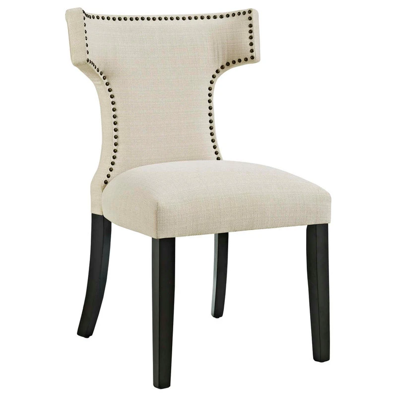 LexMod Curve Upholstered Fabric Dining Chair, Beige 12 LexMod Curve Upholstered Fabric Dining Chair, Beige - Image 10