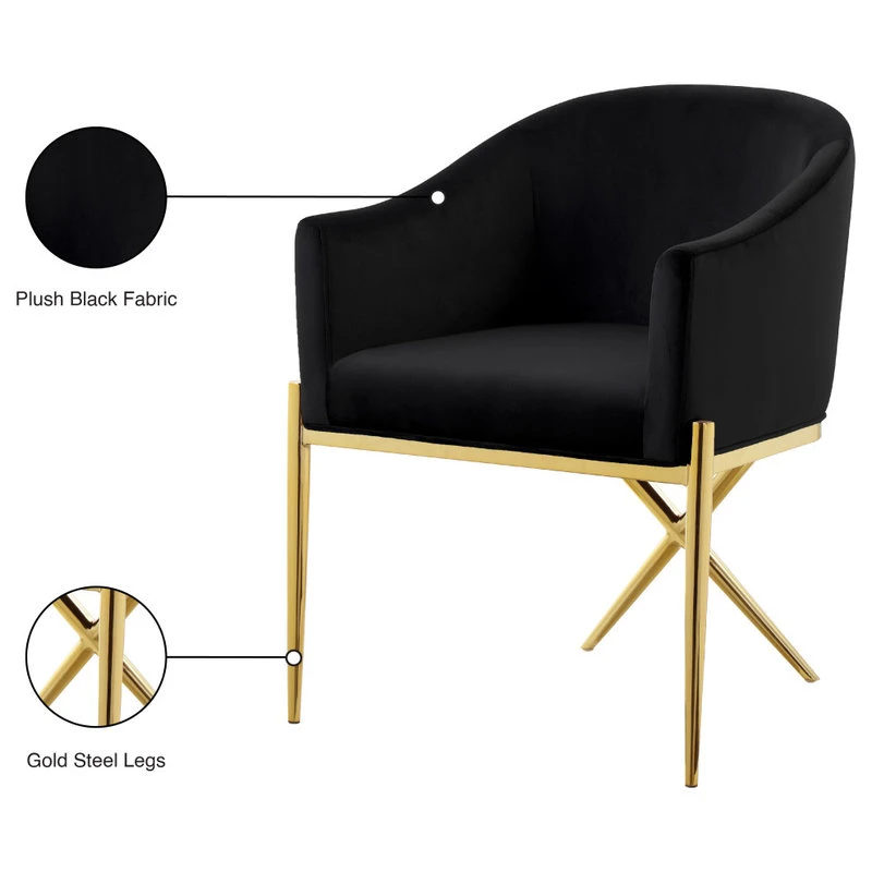 MOD The Parker Dining Chair, Velvet, Black, Gold Legs 7 MOD The Parker Dining Chair, Velvet, Black, Gold Legs - Image 5