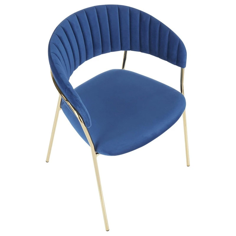 Lumisource Tania Contemporary-Glam Chair In Gold Metal With Blue Velvet, Set Of 2 5 Lumisource Tania Contemporary-Glam Chair In Gold Metal With Blue Velvet, Set Of 2 - Image 3