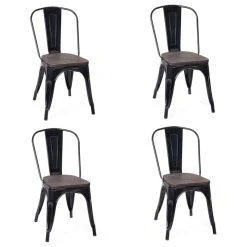 Costway Set Of 4 Dining Side Chair Stackable Bistro Metal Wood Stool Black -abbyson shop 9431d88c0e7db568 4817 w800 h800 b1 p0