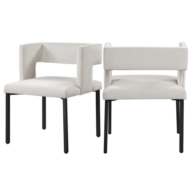 MOD The Verve Dining Chair, Cream And Matte Black, Velvet And Iron, Set Of 2 3 MOD The Verve Dining Chair, Cream And Matte Black, Velvet And Iron, Set Of 2