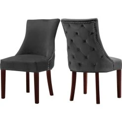 MOD The Splendor Dining Chair, Gray, Velvet Set Of 2
