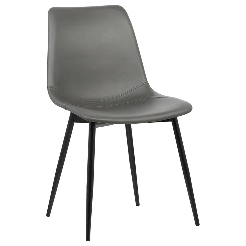 Armen Living Monte Contemporary Dining Chair With Black Powder Coated Metal Legs, Gray 4 Armen Living Monte Contemporary Dining Chair With Black Powder Coated Metal Legs, Gray - Image 2
