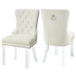 MOD The Dame Dining Chair, Cream, Velvet, Set Of 2