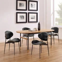 Art Leon Mid-Century Modern Bentwood Faux Leather Dining Chair, Set Of 2, Black -abbyson shop 99b1ec3703d8d83b 6169 w800 h800 b0 p0