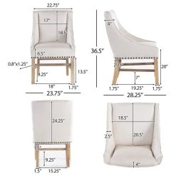 GDFStudio GDF Studio James Contemporary Fabric Upholstered Dining Chair, Linen/Natural -abbyson shop 9a2120f2037c3b43 6293 w800 h800 b1 p0