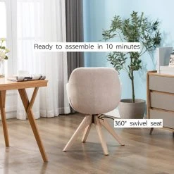 KINWELL Swivel Desk Chair No Wheels Upholstered Dining Chair Armchair, Beige -abbyson shop 9ac11a4b0f35f659 1751 w800 h800 b0 p0