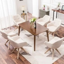 KINWELL Swivel Desk Chair No Wheels Upholstered Dining Chair Armchair, Beige -abbyson shop 9b91657f0f35fa55 1751 w800 h800 b0 p0
