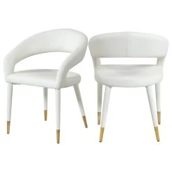 Meridian Furniture Destiny Dining Chair, White, Faux Leather