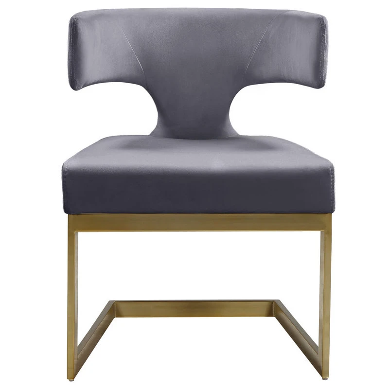 MOD The Eve Dining Chair, Gray And Gold, Velvet And Metal 6 MOD The Eve Dining Chair, Gray And Gold, Velvet And Metal - Image 4