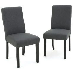 GDFStudio GDF Studio Arthur Contemporary Fabric Dining Chair, Set Of 2, Dark Gray, Matte B