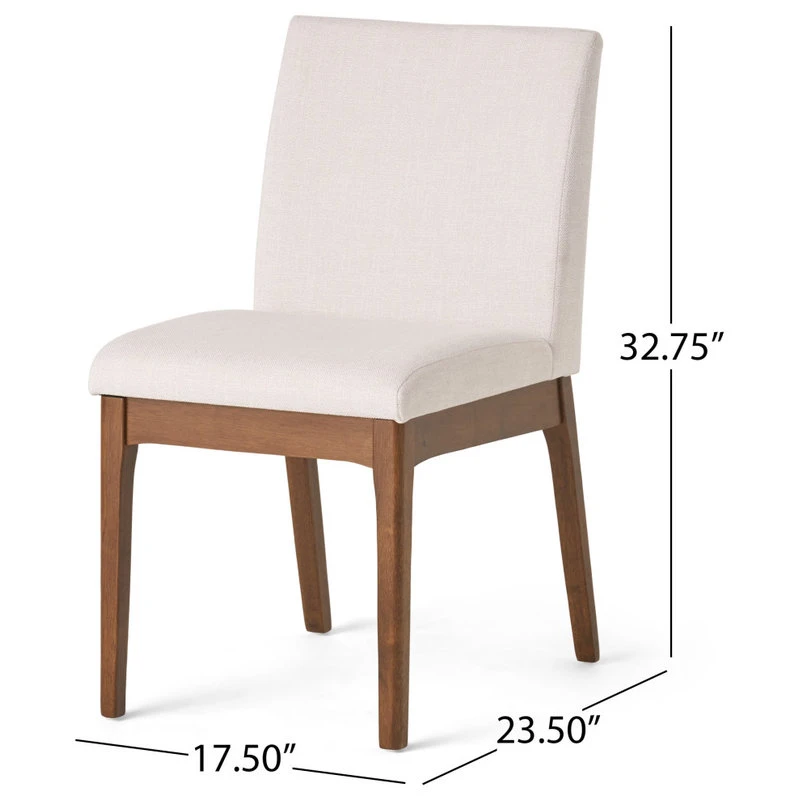 GDFStudio Oceanna Mid Century Modern Dining Chairs, Set Of 2, Light Beige/Walnut, Fabric 4 GDFStudio Oceanna Mid Century Modern Dining Chairs, Set Of 2, Light Beige/Walnut, Fabric - Image 3