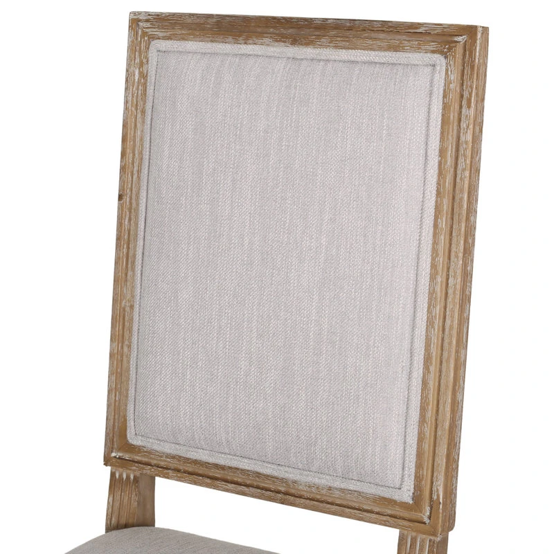 GDFStudio Amy French Country Wood Upholstered Dining Chair, Set Of 2, Light Gray/Natural 8 GDFStudio Amy French Country Wood Upholstered Dining Chair, Set Of 2, Light Gray/Natural - Image 6