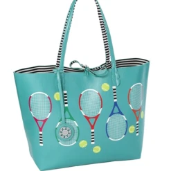 TENNIS INC Tennis Themed Reversible Tote-Turquoise
