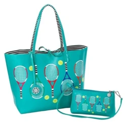 TENNIS INC Tennis Themed Reversible Tote-Turquoise -abbyson shop Screen Shot 2019 11 03 at 9.43.48 PM 76741