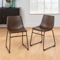 Walker Edison Faux Leather Dining Chair In Brown - Set Of 2 -abbyson shop a181744701b01855 7968 w800 h800 b0 p0