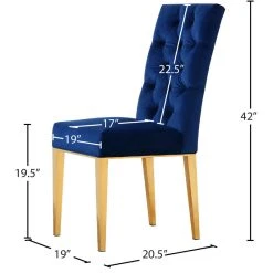 Meridian Furniture Capri Velvet Dining Chair, Set Of 2, Navy -abbyson shop a2416d9102741301 4493 w800 h800 b1 p0