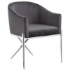 MOD The Parker Dining Chair, Velvet, Gray, Chrome Legs