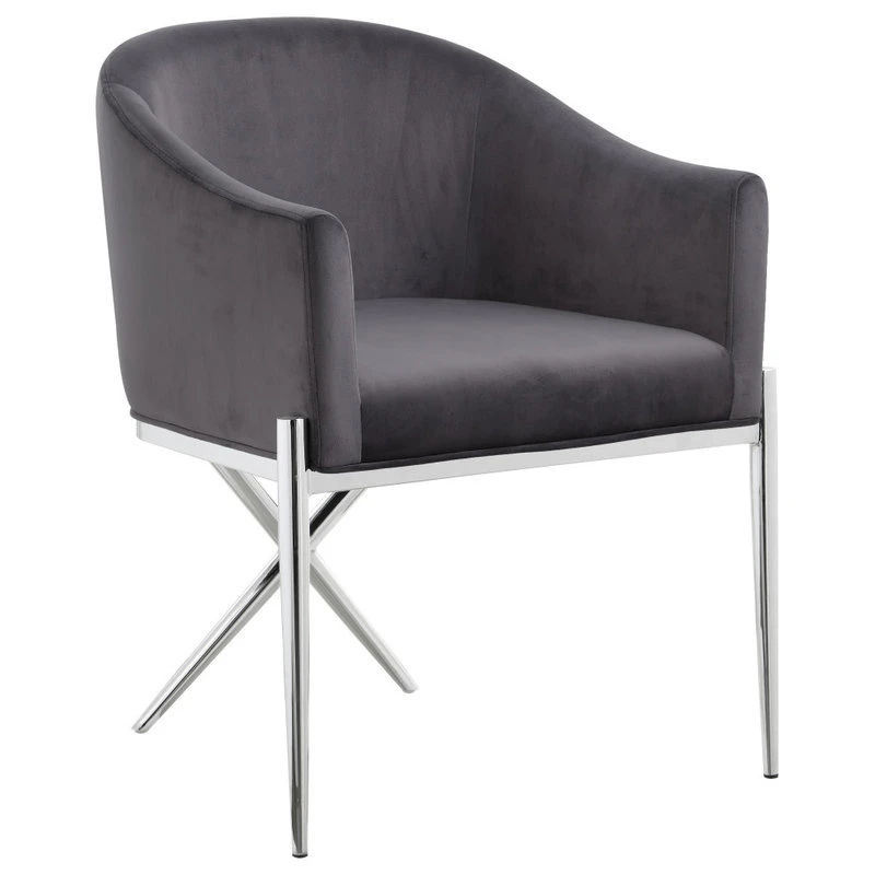 MOD The Parker Dining Chair, Velvet, Gray, Chrome Legs 3 MOD The Parker Dining Chair, Velvet, Gray, Chrome Legs