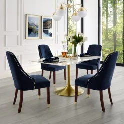 MOD The Grand Dining Chair, Set Of 2, Navy Blue Velvet/Goldtone -abbyson shop a741526e0e9f6a66 2226 w800 h800 b0 p0