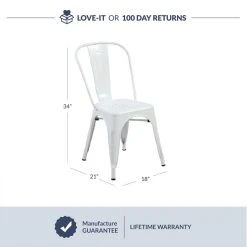 Belleze Trattoria Dining Chair, Metal, Stackable, Set Of 4, White -abbyson shop a8e10f72020f3836 7772 w800 h800 b0 p0