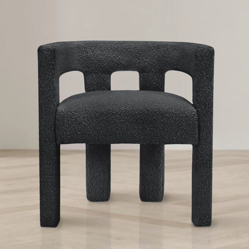 MOD The Camille Dining Chair, Bouclé Fabric, Black 6 MOD The Camille Dining Chair, Bouclé Fabric, Black - Image 4