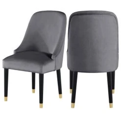 MOD The Maisie Dining Chair, Grey, Velvet, Set Of 2