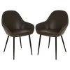 Glitzhome Vintage Gray Leatherette Dining Armchair, Set Of 2