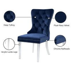 MOD The Dame Dining Chair, Navy, Velvet, Set Of 2 -abbyson shop adb16b4b0274148e 0782 w800 h800 b1 p0