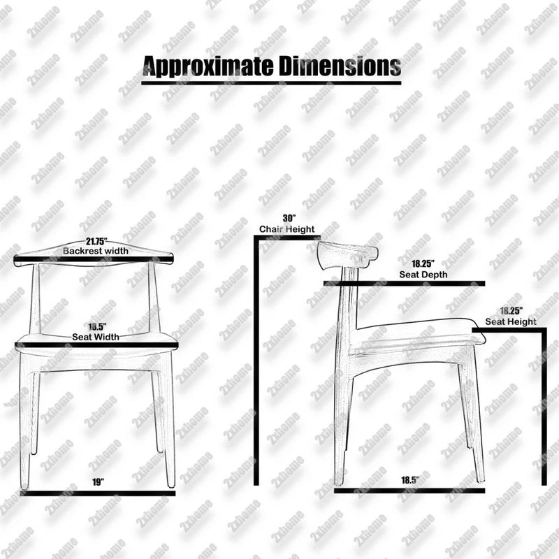 Homedotdot Set Of 2 Elbow Farmhouse Wooden Dining Chairs With PU Leather Seat, Natural 4 Homedotdot Set Of 2 Elbow Farmhouse Wooden Dining Chairs With PU Leather Seat, Natural - Image 2