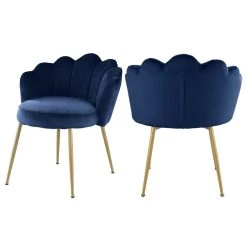 MOD The Perla Dining Chair, Navy, Velvet, Set Of 2