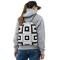 TENNIS INC NU B&W Box Drawstring Bag