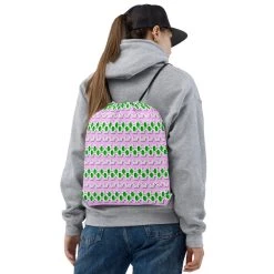 TENNIS INC NU Pink And Green Drawstring Bag