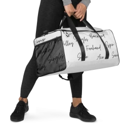 TENNIS INC NU Scripts Duffle Bag 5 TENNIS INC NU Scripts Duffle Bag -abbyson shop all over print duffle bag white right front 6154ab9c86452