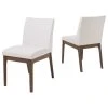 GDFStudio Oceanna Mid Century Modern Dining Chairs, Set Of 2, Light Beige/Walnut, Fabric